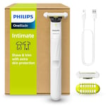 Philips OneBlade Intimate, Designed for Pubic Grooming, Trim and Shave with Extra Skin Protection, Model QP1924/30