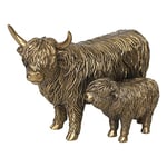 The Leonardo Collection Figurine Vache et Mollet Highland en Bronze pour la Maison et Le Bureau | Décoration d'intérieur Cadeau pour Homme et Femme | Belle Figurine pour intérieur et extérieur |