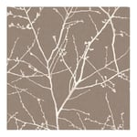 Superfresco Easy Innocence Branch Mushroom Metallic Wallpaper - Paste The Wall – Natural Mushroom Brown Colour Wallpaper - Traditional Tree Design