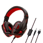 Rouge Casque de jeu filaire à lumière LED avec microphone, casque antibruit pour PC, ordinateur portable, PS4, PS5, Xbox ""Nipseyteko