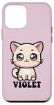 Coque pour iPhone 12 mini Violet Motif chat mignon pour fille Violet