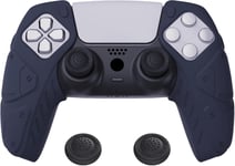 Housse Coque De Protection Avec Capuchons Pour Ps5 Manette,Peau Grip En Silicone Antidérapante Pour Ps5 Contrôleur Compatible Avec Station De Charge(Édition Méca)-Nuit Bleue