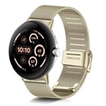 ToVioc Bracelet Compatible avec Google Pixel Watch 3 45mm, Bracelet en Maille Réglable en Acier Inoxydable pour Google Pixel Watch 3 45mm - Or Vintage