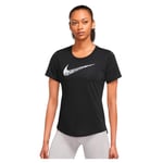 NIKE Women's Swoosh Run T-Shirt, Black/White, L