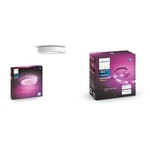 Philips Hue White and Color Ambiance Plafonnier Infuse Large, Blanc, compatible Bluetooth & White & Color Ambiance Indoor LightStrips+ 2m, V4, base connectique