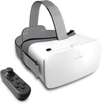 V5 Vr Casque Pour Téléphone Avec Manette, 110°Fov Hd Anti-Lumière Bleue Lunettes De Réalité, Lunettes De Réalité Virtuelle Vr Pour Iphone 15/14/13/12/11, Samsung, Android - Blanc[Sma073650]