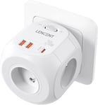 Prise USB Secteur PD20W Amélioré Multiprise Murale Cube, Multiple 4 Prises 8 en 1 Chargeur USB Multiprise avec 4 Sortie AC, 4000W et 1 Type C et 3 USB Electrique Idéal Bureau Blanc