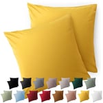 Blumtal Taie Oreiller 65x65 Lot de 2 - Housse de Coussin Microfibre - Taies d'oreillers avec Fermeture enveloppe, certifiée Oeko-Tex, Extra Douce et Lavable - Jaune