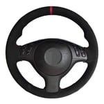 SODMLZ Housse de Volant de Voiture en Daim en Cuir véritable Noir, pour BMW E46 E39 330i 540i 525i 530i 330Ci M3 2001 2002 2003