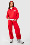 Womens Petite New Szn Half Zip Collared Sweatshirt Tracksuit - S, Red