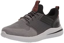 Skechers Homme Delson 3.0-Cicada Pointe élastique tricotée à Enfiler, Gris/Noir, 42 EU Large