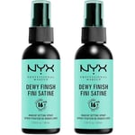 NYX Professional Makeup Spray Fixateur Setting Spray Dewy Finish, Spray de Finition, Tenue Longue Durée, Fini Satiné, Formule Vegan, Lot de 2, Modèle : Dewy