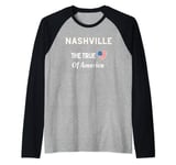 Patriotic Love Nashville USA The True Heart Of America Raglan Baseball Tee