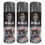 3X Paintgun Grey Metallic Spray Paint Aerosol Auto Matt Gloss Wood Metal 400ml