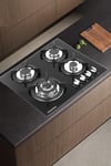 Black Tempered Glass 4-Burner Gas Cooktop