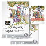 Castle Art Supplies Oil & Acrylic Paper Pad 9 x 12in | 2-Pack | 20 Sheets Each | Optimum Thickness (350gsm/160lb) Fine Grain, Linen Texture, Artist Quality (9 x 12, 2-Pack)