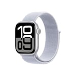 Apple Watch Series 10 (42 mm GPS + Cellular) Montre connectée avec Boîtier en Aluminium Argent et Bouchle Sport nuée Bleue. Suivi de l’activité Physique, app ECG, Neutre en Carbone