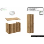 Ensemble complet de salle de bain - Meuble - Colonne - Vasque à poser avec Siphon offert marco Oak 80 x 56 x 45 cm