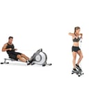 Sunny Health and Fitness Magnetic Rowing Machine, Folding Rower SF-RW5515 and Mini Stepper Machine, Stair Stepper Exercise Equipment - NO. 012-S