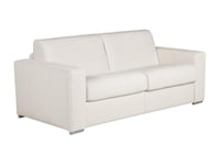 Vente-unique - Canapé lit - Canapé 3 Places Convertible Express 100% Cuir de Buffle Blanc Matelas 22 cm DELECTEA II