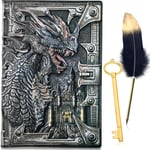 Vintage Dnd Cahier Dragon Carnet De Notes Journal Dnd Dragon En Silver 3d En Relief Sur Faux Cuir Pour Donjons Et Dragons Dungeons & Dragons D&d. Accessoires Jdr Pour Mj(Q419)