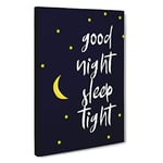 Good Night Sleep Tight Typography Canvas Print for Living Room Bedroom Home Office Décor, Wall Art Picture Ready to Hang, 30 x 20 Inch (76 x 50 cm)