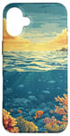 Coque pour iPhone 16 Plus Océan avec récifs coralliens vintage paysage graphique