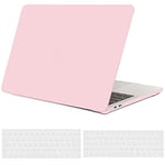 TECOOL Coque Compatible avec MacBook Pro 13 Pouces 2016-2022 (M2 M1 A2338/A2289/A2251/A2159/A1989/A1706/A1708), Coque Rigide en Plastique Fine et Protection Clavier (UE AZERTY), Rose