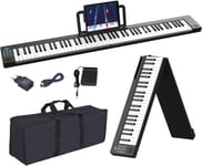 Clavier De Piano 88 Touches Piano Électroniques Pliable Avec Écran Lcd Et Clavier Semi-Lourd, Portable Clavier De Piano Soutien Midi Bluetooth Pour Piano Pour Anniversaire Et Cadeau De Noël