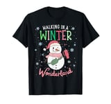 Walking In A Winter Wonderland Snowman Funny Ugly Christmas T-Shirt