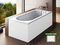 Baignoire rectangulaire - avec Tablier Blanc et Repose Tête OFFERT - INTRICA - 150 x75 cm