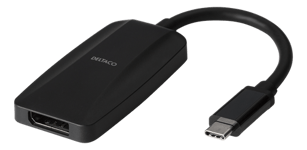 DELTACO – USB-C - DP-sovitin, USB-C ur, DP na, 7680x4320 30Hz, musta (USBC-DP8K)