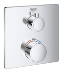 GROHE Grohtherm Thermostatic Shower Mixer Trim Set To Control 2 Showers, Concealed Installation, Chrome, 24079000