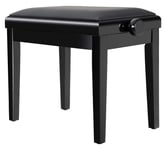 Banquette de Piano Clavier Tabouret Banc Reglable Similicuir Bois Noir Brillant