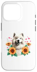 Coque pour iPhone 16 Pro Sunflowers Samoyed Dog Sammies