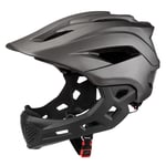 Gray 2in1 Kids Full Face Bike Helmet For MTB BMX Dirtbike TDM