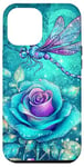 Coque pour iPhone 12 Pro Max Jolie rose turquoise et libellule avec étoiles libellules