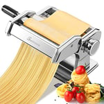 Pasta Machine, 150 Roller Manual Pasta Makers with 7 Adjustable Thickness Setting, 2 in 1 Dough Cutter, Hand Crank and Instructions, Best Kitchen Gift Set for Homemade Noodle Dumpling Skin Spaghetti