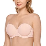 DELIMIRA Femme Soutien Gorge sans Bretelles Grande Taille Bandeau à Armature Bretelle Multiple Rose Abricot 95D