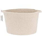 Sea Team Oval Cotton Rope Woven Storage Basket with Handles, Diaper Caddy, Nursery Nappies Organizer, Baby Shower Basket for Kid's Room, 14.2 x 9 x 11.4 Inches (Medium Size, Mottled Khaki)