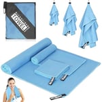 Serviette Microfibre Lot de 3, 180x80cm Grande Serviette Bain & 80x40cm+30x60cm Petite Serviette Main, Serviette Piscine, Serviette Sport Musculation pour Sport Fitness Plage Sauna Camping Voyage