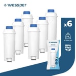 Lot de 6 filtres à eau Wessper SER3017/DLSC002 pour cafetière DeLonghi Magnifica ECAM ESAM ETAM BCO EC