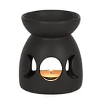 Enchanting Black Ceramic Triple Moon Cut Out Oil Burner - 10.5cm x 9cm (1 Pc.) - Luxurious Design, Premium Material, Aromatherapy Accessory - Ideal for Home & Office Decor