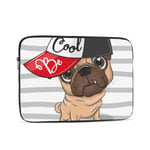 Laptop Case,10-17 Inch Laptop Sleeve Carrying Case Polyester Sleeve for Acer/Asus/Dell/Lenovo/MacBook Pro/HP/Samsung/Sony/Toshiba,Cute Cartoon Pug Dog With A Red Cap On Striped Background 12 inch