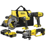 Stanley Verktøysett fatmax 18v med batteri inneholder: slagdrill,slagtrekker,sirkelsag,vinkelsliper kapasitet: 4ah antall batterier: 2stk sfmck469m2