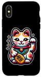 Coque pour iPhone X/XS Maneki-Neko Chat Japonais Porte Bonheur