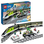 LEGO 60337 City Express Passenger Train Set, Remote Controlled Toy, Gifts for Kids, Boys & Girls with Working Headlights, 2 Coaches and 24 Track Pieces, Plus 6 Minifigures
