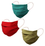 Touchstone Poche filtrante Masque Facial en Tissu de Coton Double Couche de Haute qualité Réutilisable Lavable en Machine pour Hommes, Femmes. (Paquet de 3). Bleu Rouge Vert