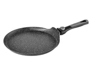 Pradel Excellence - PCUI002008 - Poêle à Crêpes en Aluminium Forgé Pierra Ø28cm - Revêtement Anti-Adhésif Façon Pierre - Manche Amovible - Tout Feu, Induction, Noir