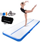 AirTrack Nordic Tapis de gymnastique gonflable standard de 4 m à 6 m avec pompe à air électrique, idéal pour la gymnastique, le yoga – Durable et facile à transporter (bleu, 5)